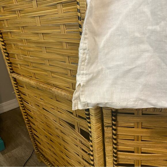 Tasso Elba 100% linen White Casual Button Down Shirt tropical Stripes resort XXL - Picture 8 of 9